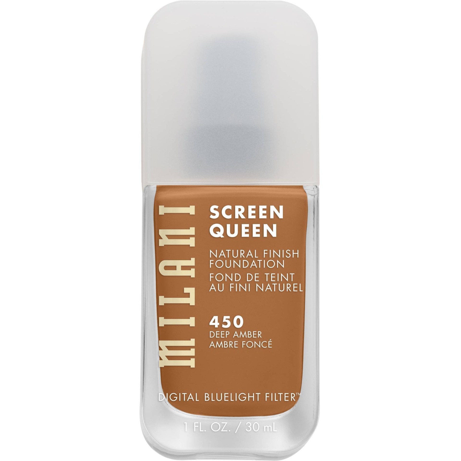 slide 1 of 4, Milani Screen Queen Cruelty Free Foundation with Digital Bluelight Filter Technology - 450 Deep Amber - 1 fl oz, 1 fl oz