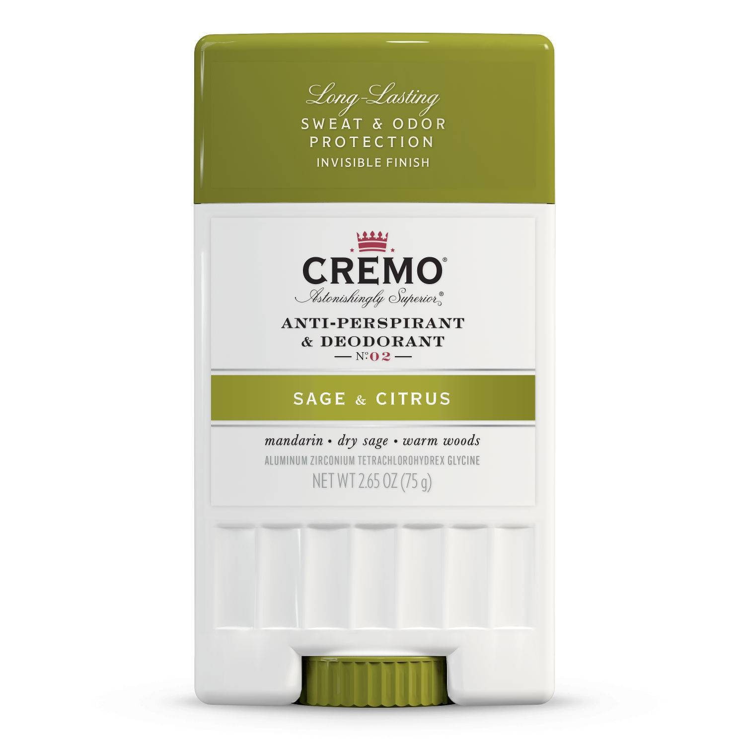 slide 1 of 2, Cremo Antiperspirant & Deodorant Sage & Citrus, 2.6 oz