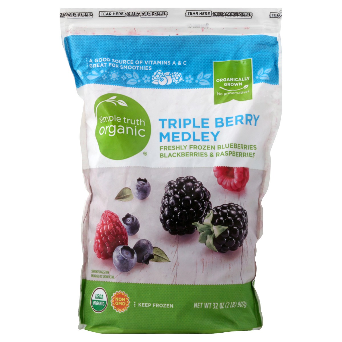 slide 2 of 3, Simple Truth Organic Triple Berry Medley 32 oz, 32 oz