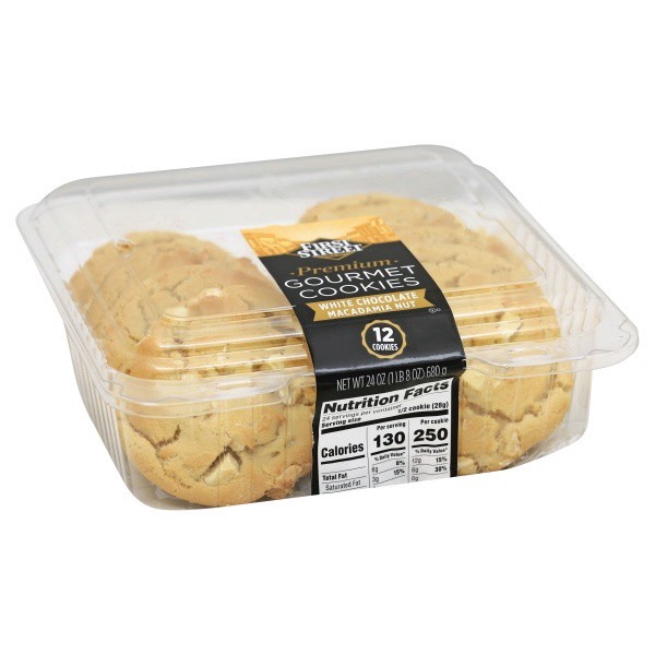 slide 1 of 1, First Street Fs Prem White Choc Macadamia Nut Gourmet Cookie, 24 oz