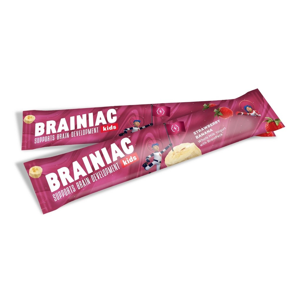 slide 4 of 4, Brainiac Kids' Strawberry Banana Probiotic Yogurt / Tubes, 8 ct; 2 oz