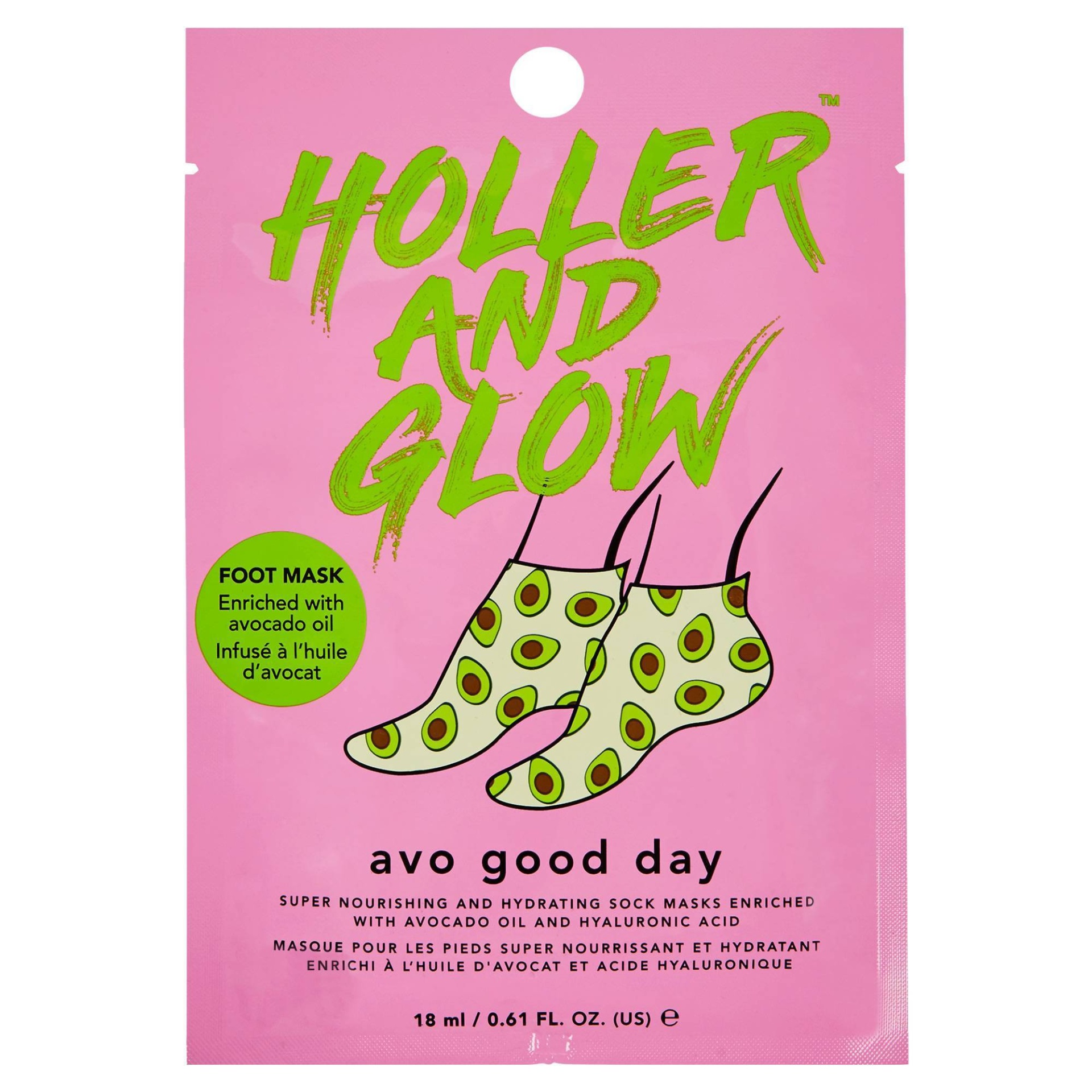 slide 1 of 3, Holler and Glow Avo Good Day Nourishing and Hydrating Foot Mask -, 0.61 fl oz