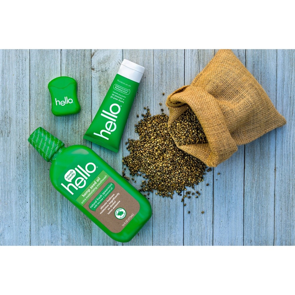 slide 3 of 6, hello Extra Freshening Natural Fresh Spearmint Hemp Seed Oil + Coconut Oil Moisturizing Mouthwash, 16 oz