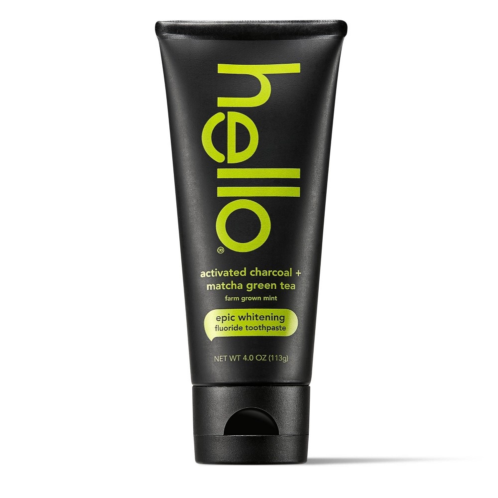 slide 2 of 8, hello Activated Charcoal + Matcha Green Tea Epic Whitening Fluoride Toothpaste, 4 oz