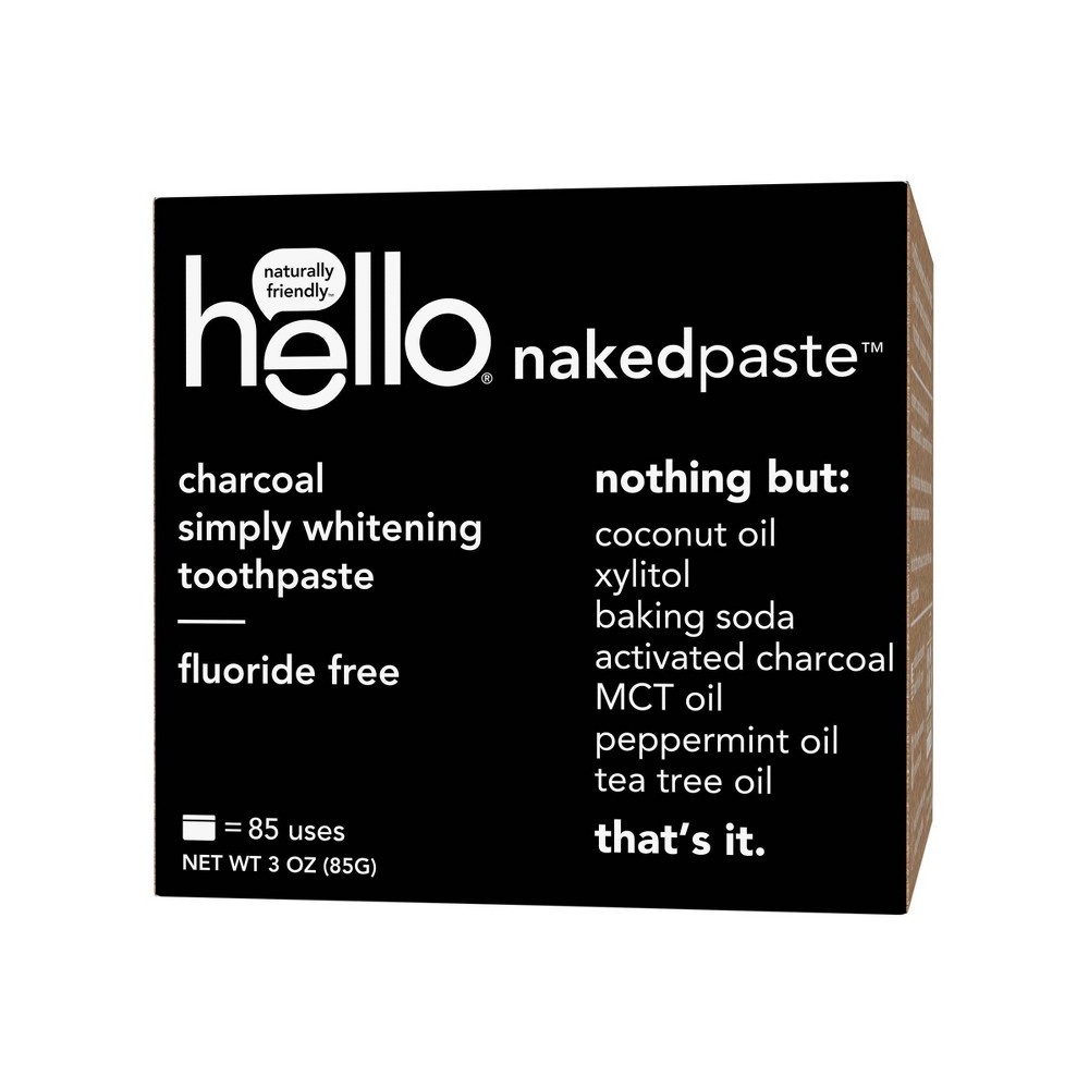 slide 3 of 9, hello Nakedpaste Activated Charcoal Simply Whitening Fluoride Free Toothpaste, 3 oz