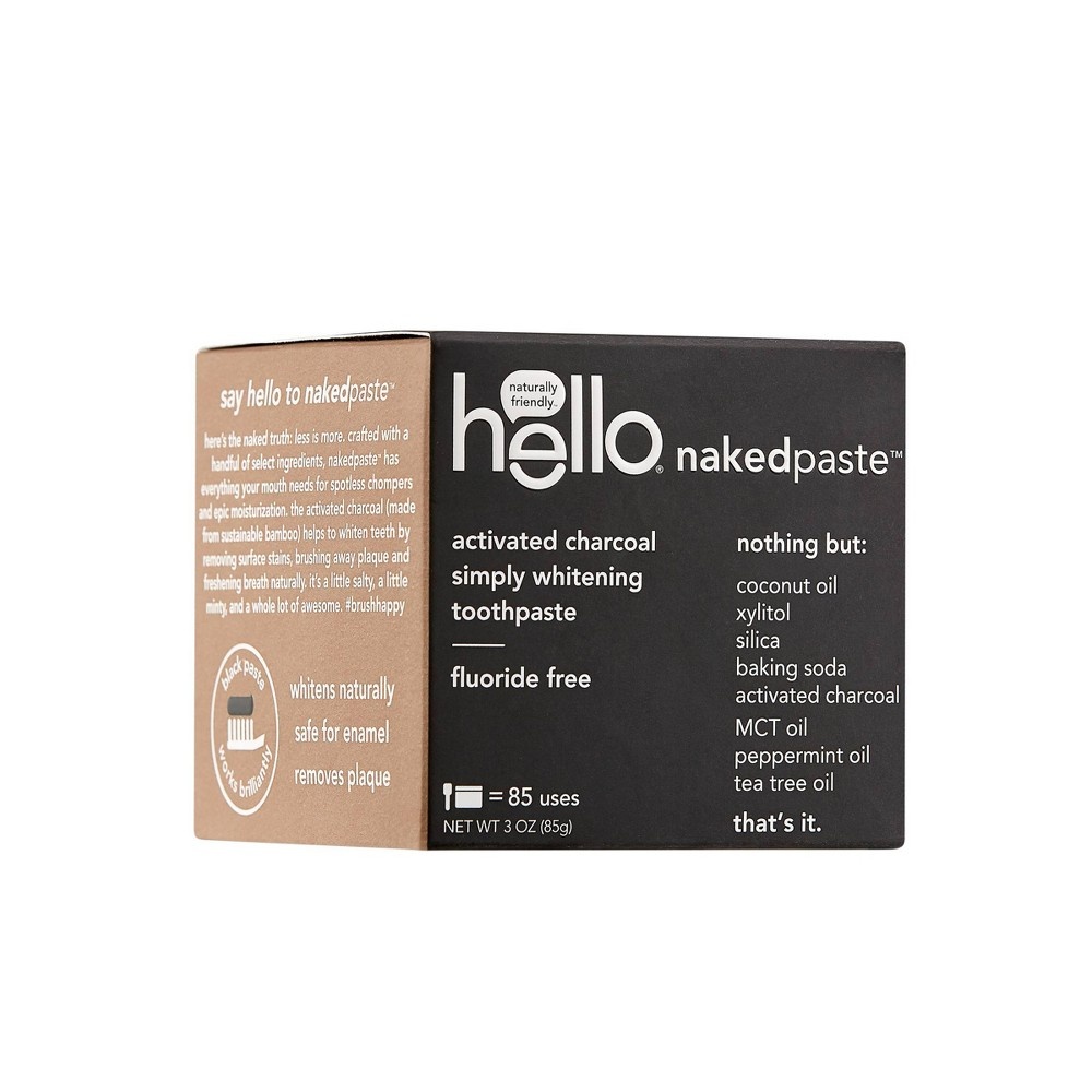 slide 2 of 9, hello Nakedpaste Activated Charcoal Simply Whitening Fluoride Free Toothpaste, 3 oz