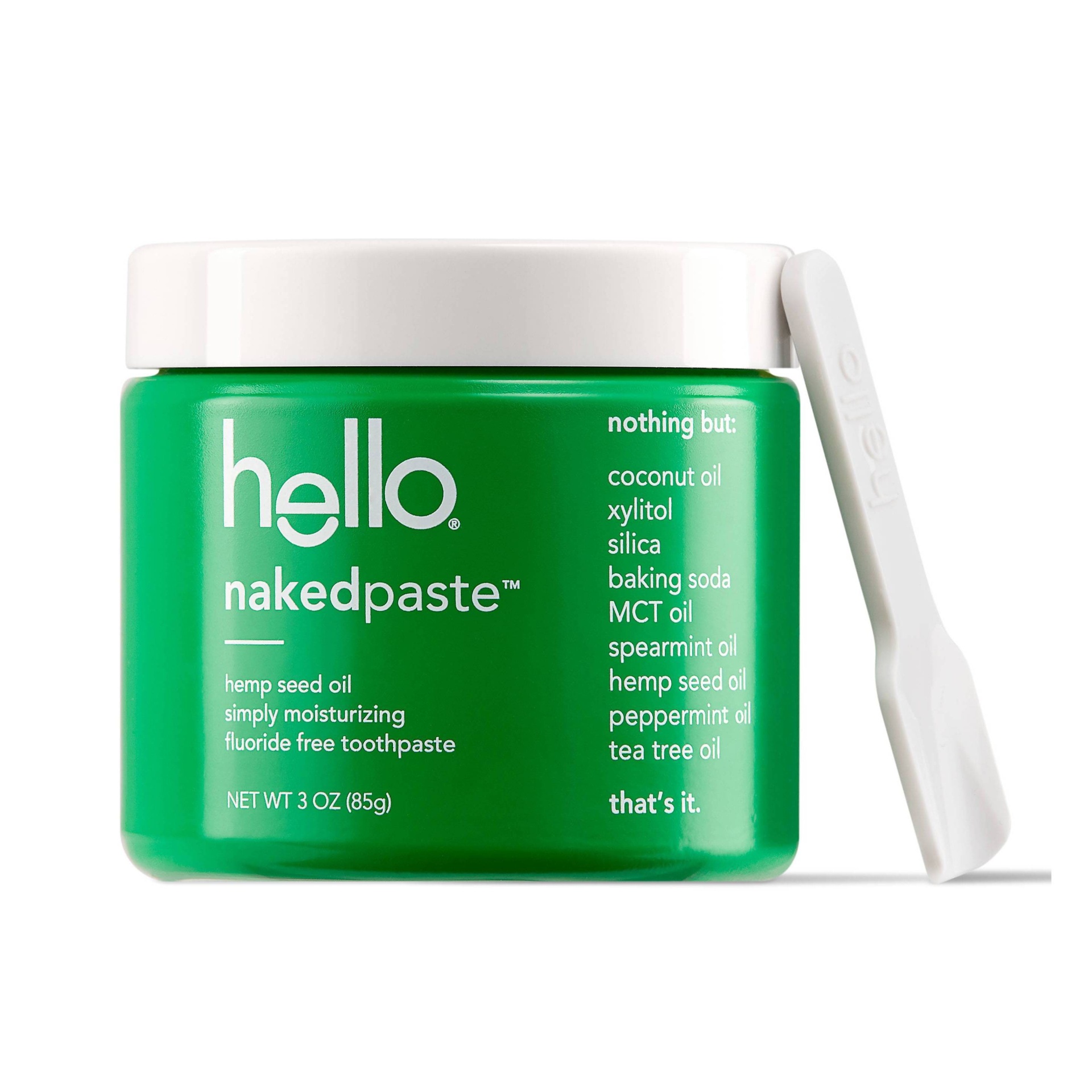 slide 1 of 2, hello Nakedpaste Simply Moisturizing Hemp Seed Oil Fluoride Free Toothpaste, 3 oz