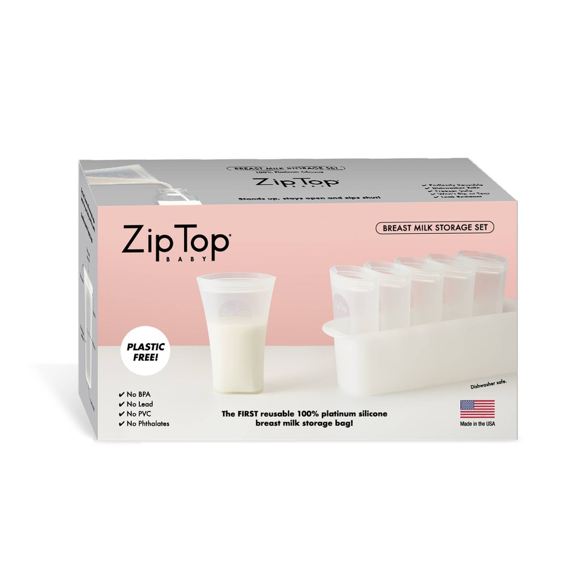 slide 1 of 8, Zip Top Breast Milk Storage Set & Freeze Tray, 1 ct