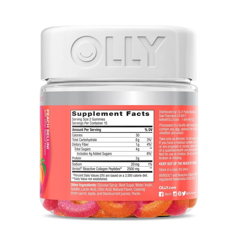 slide 3 of 4, Olly Collagen Gummy Rings Dietary Supplement - Peach Bellini, 30 ct