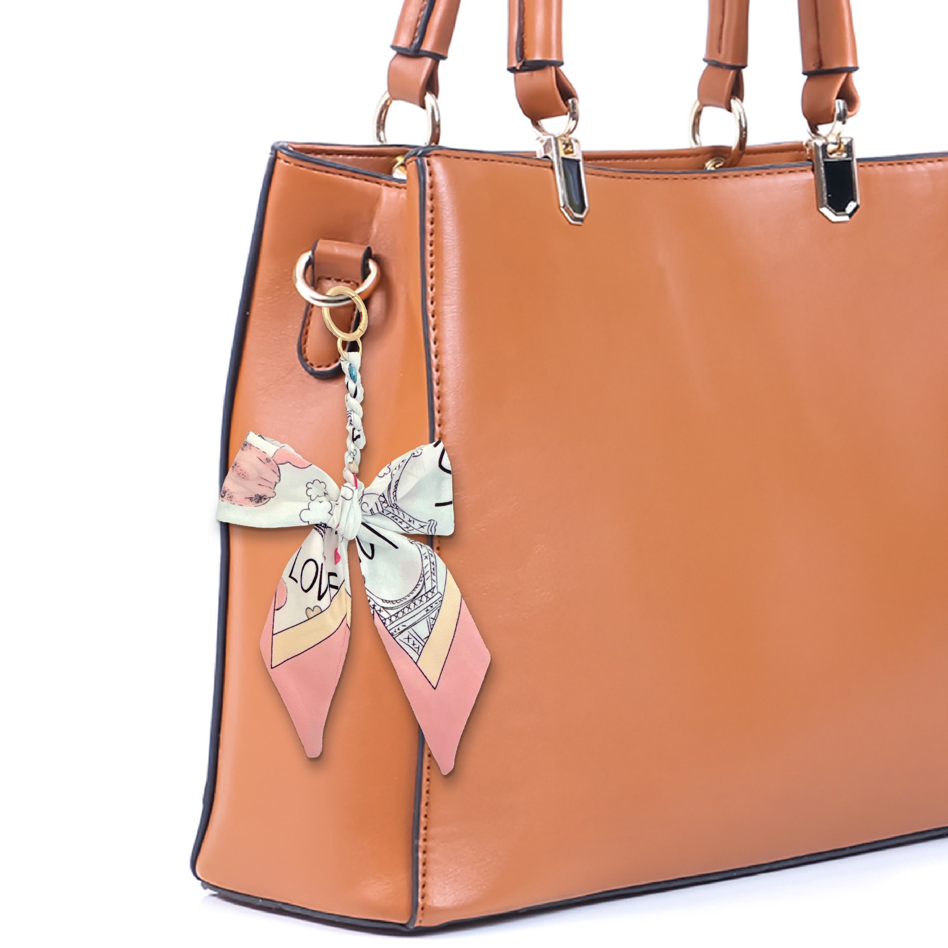 slide 3 of 3, Blue Moon Studio Pink Paris Love Bow Bag Charm, 9.5 in x 4.5 in x 0.5 in