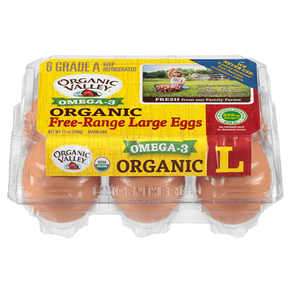 slide 1 of 7, Organic Valley Eggs, Organic, Free-Range, Large, 6 ct