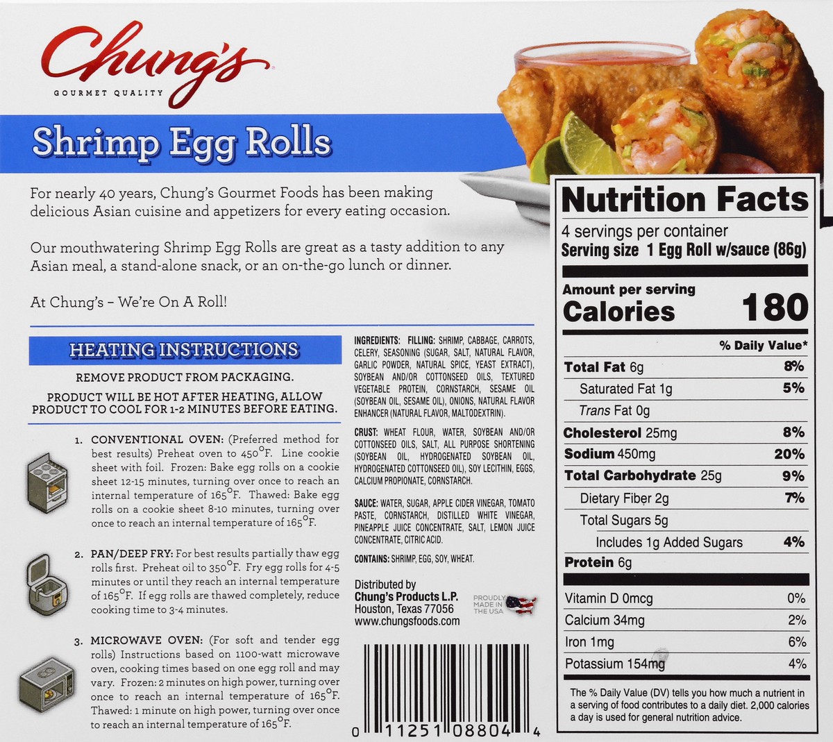 slide 5 of 9, Chung's Shrimp Egg Rolls 4Ct, 12 oz