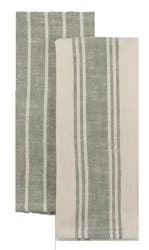 Dash of That Natural Slubbed Kitchen Towels - Green