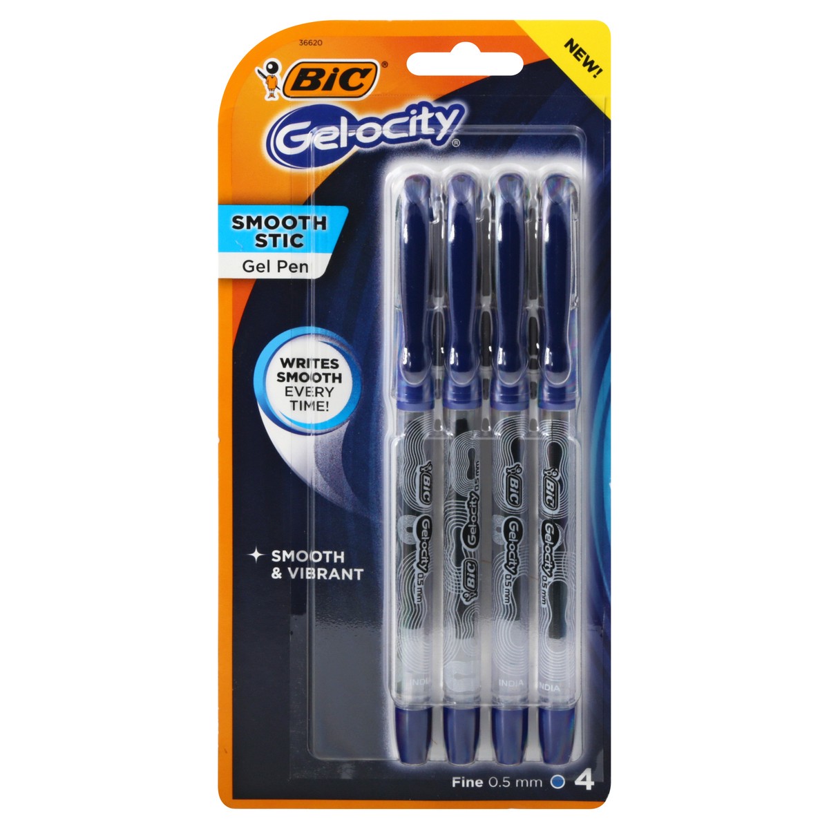 slide 1 of 1, BIC Gel Pen Smooth Stic Blue Fine, 4 ct