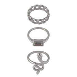 Oh Hello Snake Chain Ring Set Silver