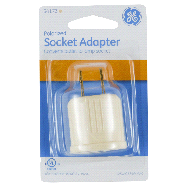 slide 1 of 2, GE Polarized Socket Adapter, Ivory, 1 ct