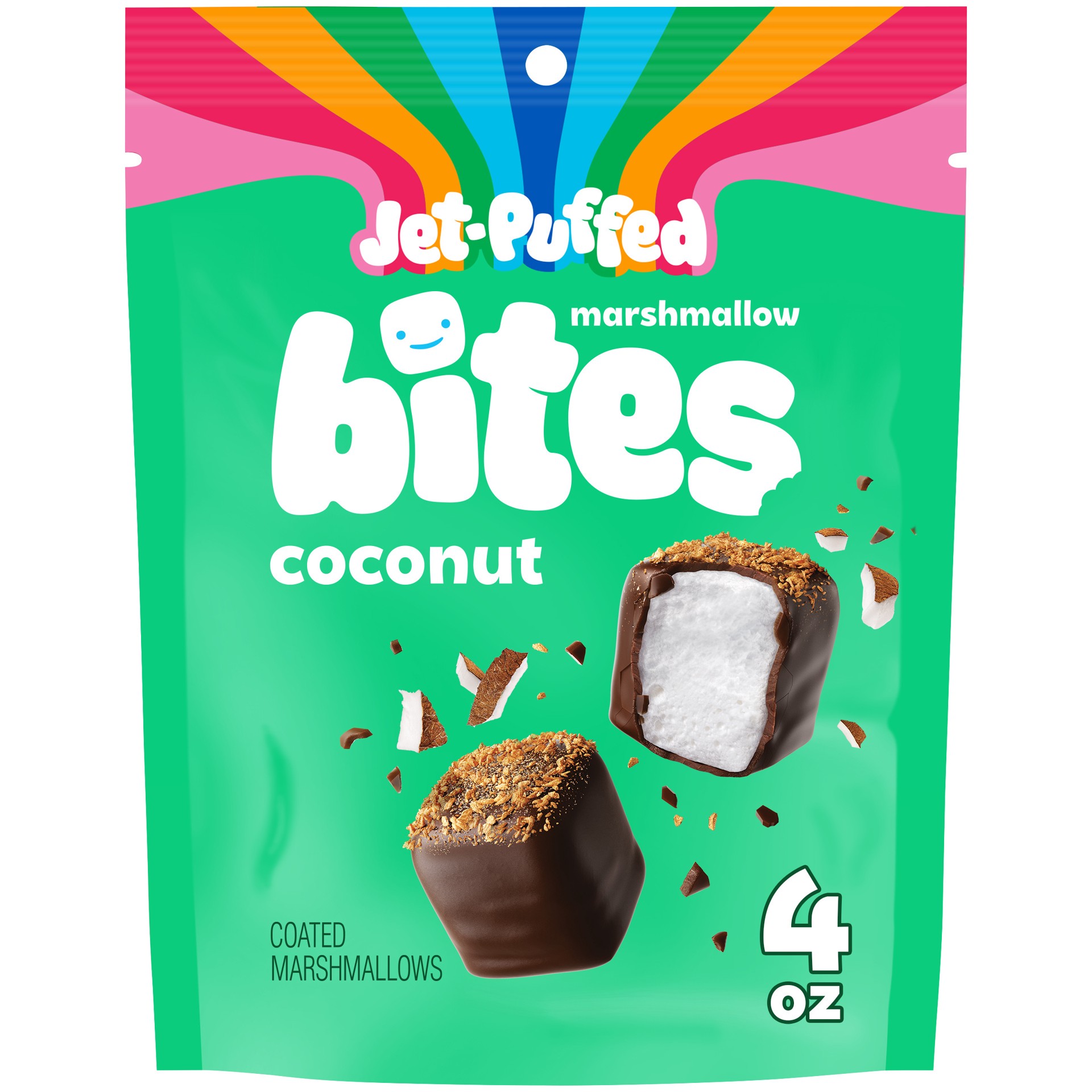 slide 1 of 9, Jet-Puffed Toasted Coconut Marshmallow Bites, 4 oz