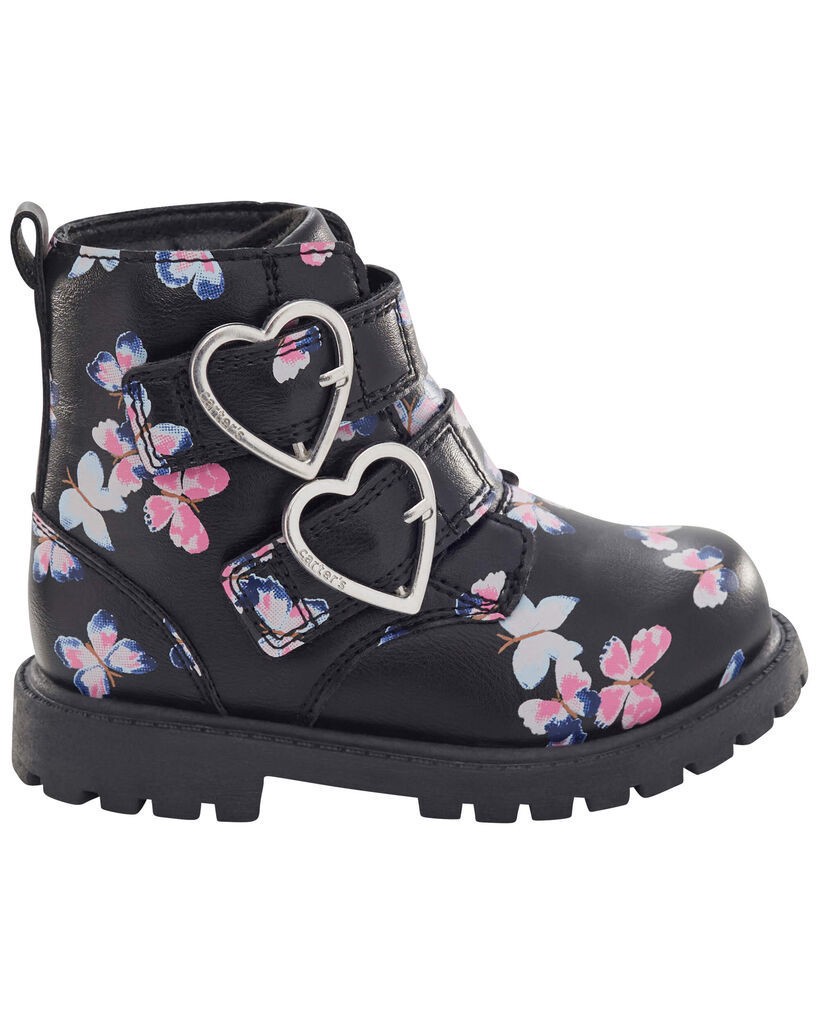 slide 3 of 6, Carter's Toddler Butterfly Heart Buckle Boots Black 4, 1 ct