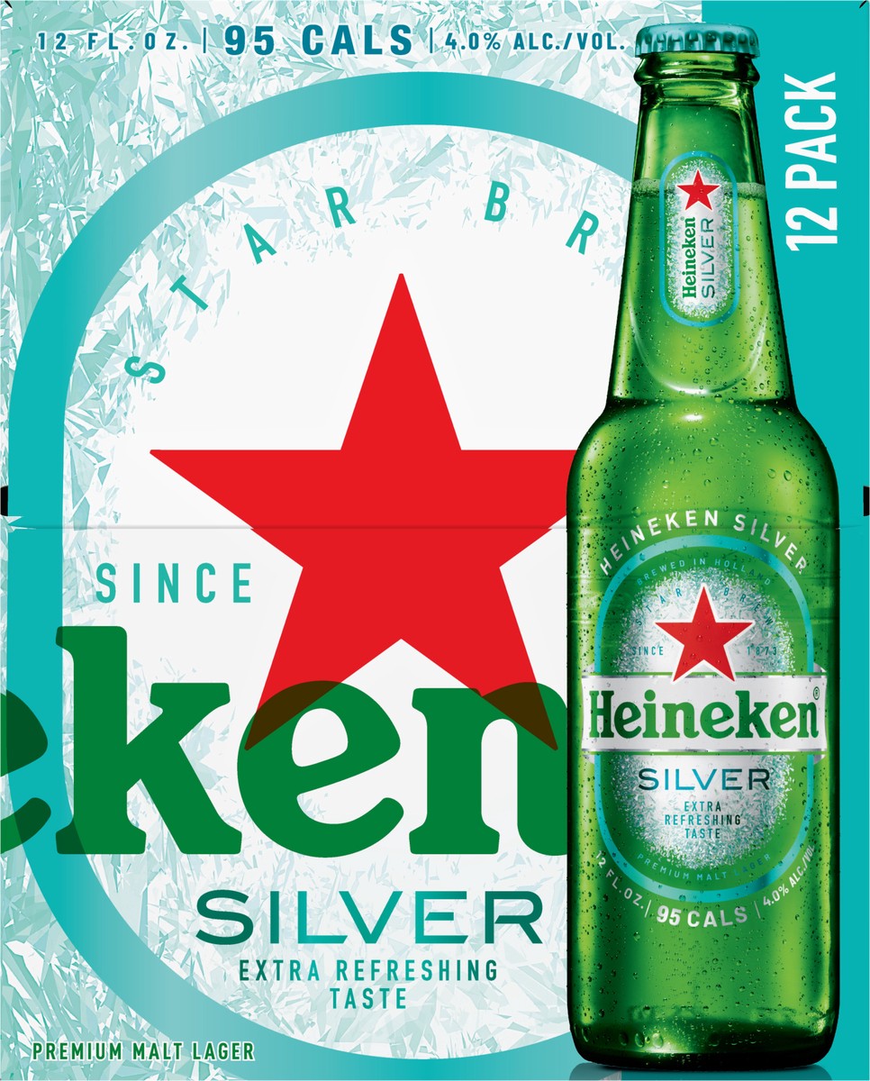 slide 7 of 7, Heineken Silver Lager Beer, 12 Pack, 12 fl oz Bottles, 12 oz