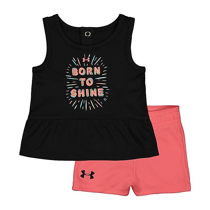 slide 1 of 1, Under Armour Sixe 3-6M Born to Shine Tee and Short Set - Black/Pink, 1 ct