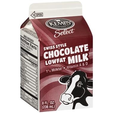 slide 1 of 1, Kemps Select Swiss Style Chocolate Lowfat Milk 8 Fl. Oz. Carton, 8 fl oz