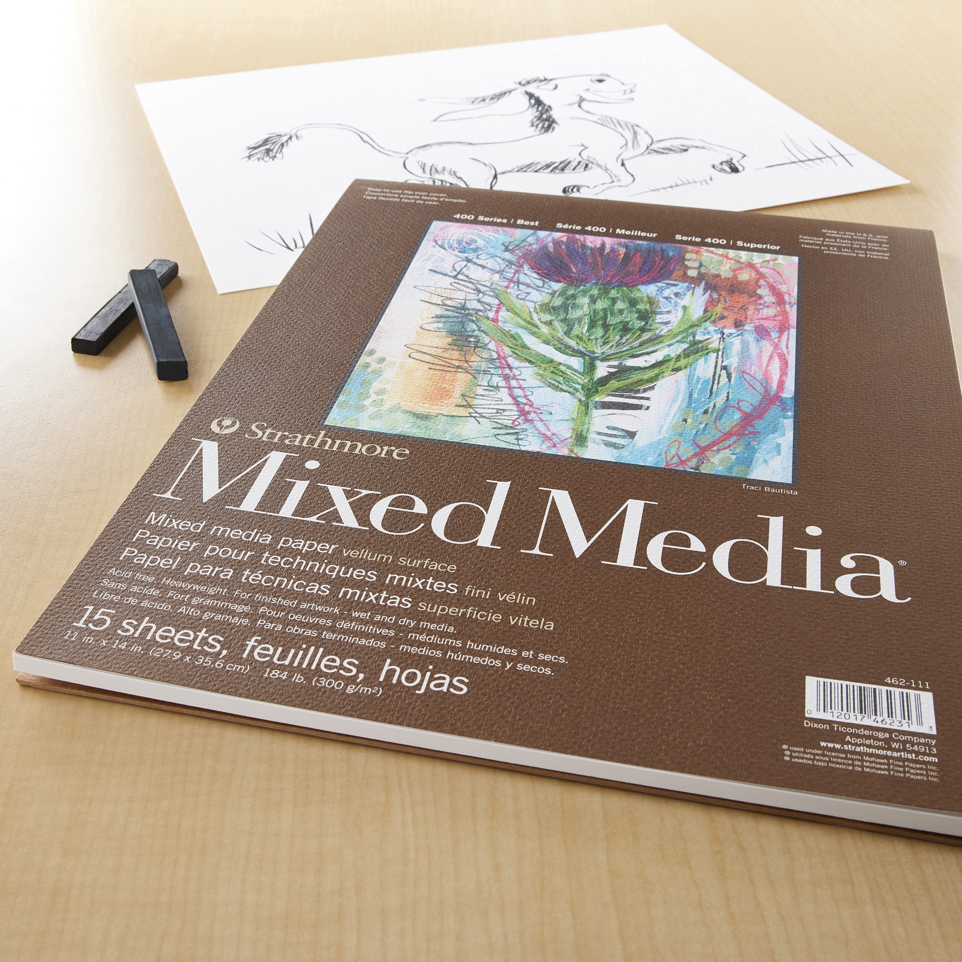 slide 4 of 5, Strathmore 400 Series Mixed Media Paper Pad, 11 in x 14 in