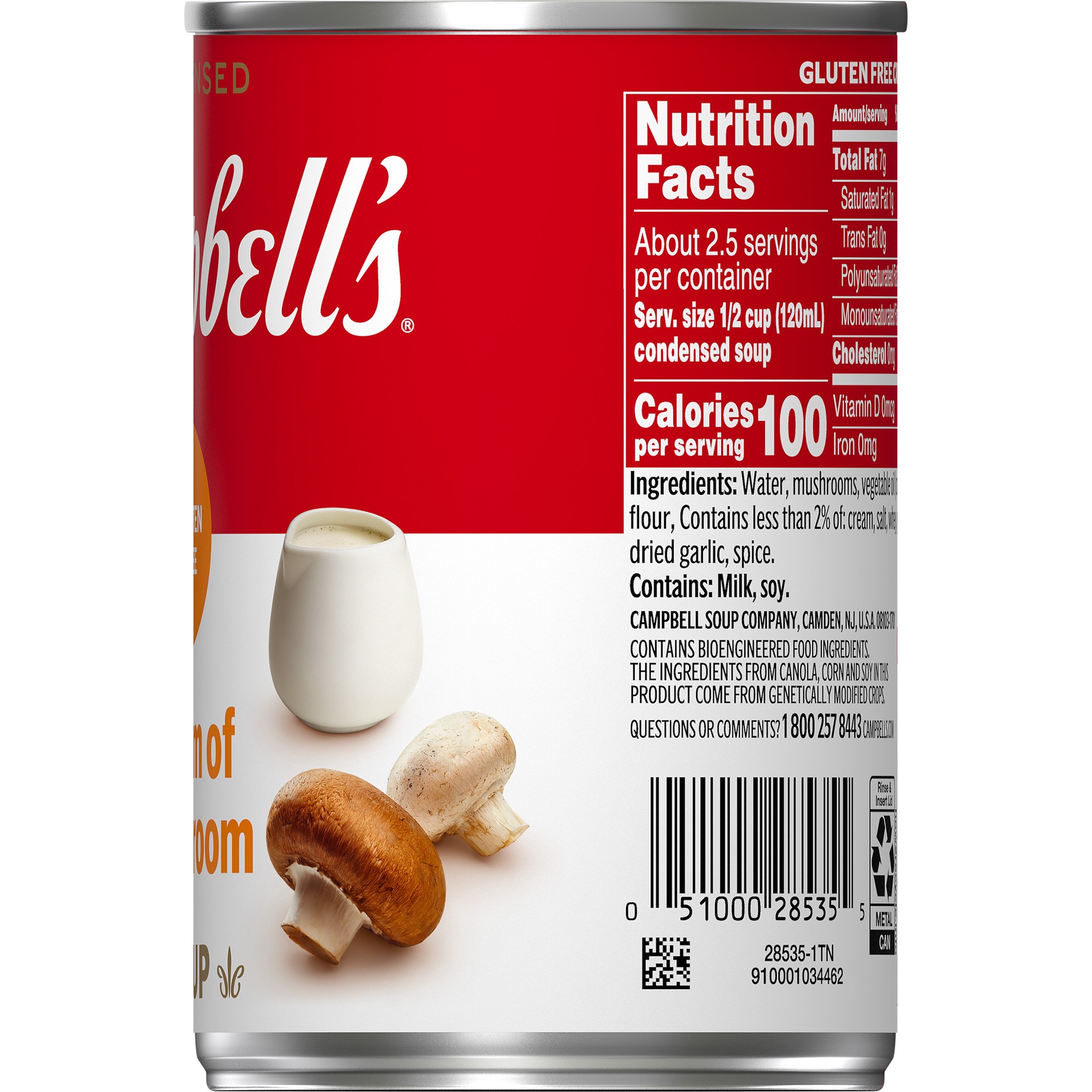 slide 4 of 5, Campbell's Condensed Gluten Free Cream of Mushroom Soup, 10.5 oz Can, 10.5 oz