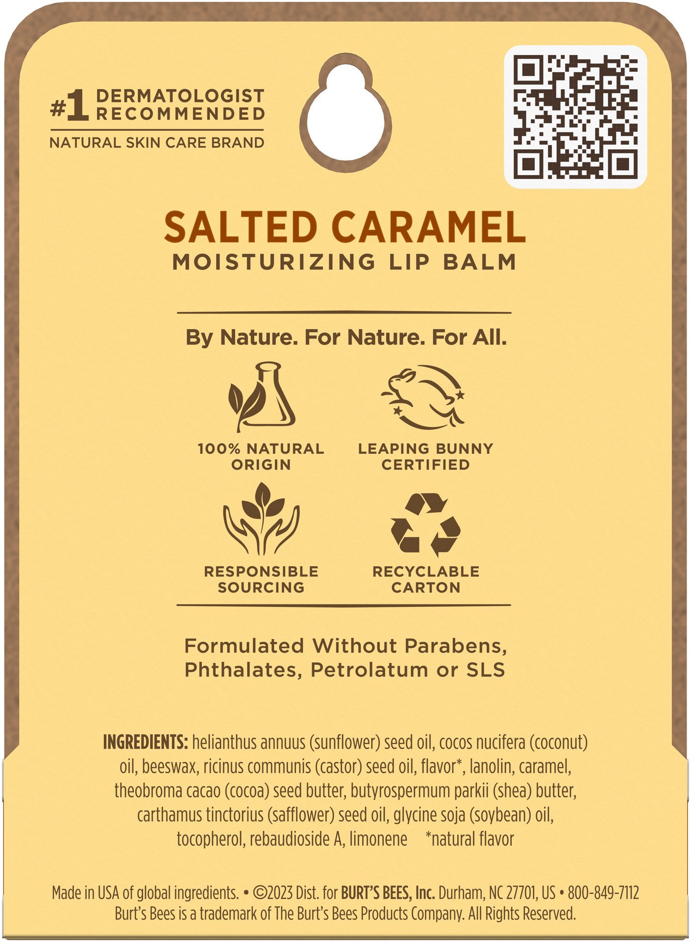 slide 5 of 5, Burt's Bees 100% Natural Origin Moisturizing Lip Balm, Salted Caramel with Beeswax and Cocoa Butter, 1 Tube, 0.15 oz