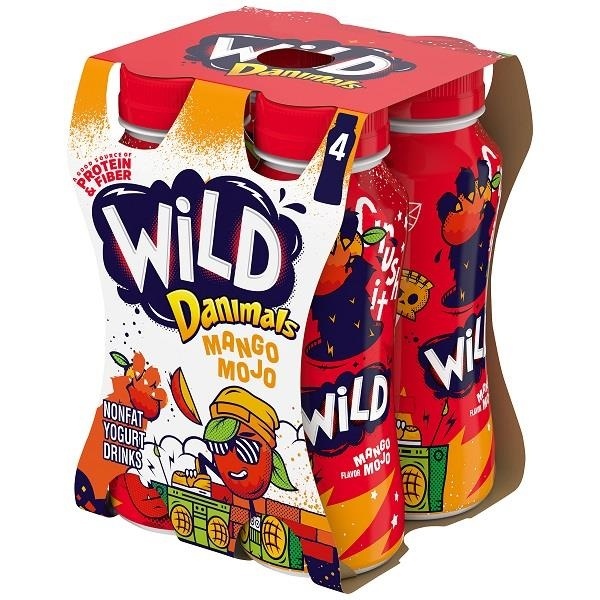 slide 1 of 5, Wild Danimals Mango Mojo Nonfat Yogurt Drinks 4Pk, 4 ct; 7 fl oz