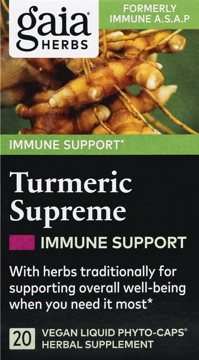 slide 13 of 13, Gaia Herbs Turmeric Supreme Immune A.S.A.P., 20 ct