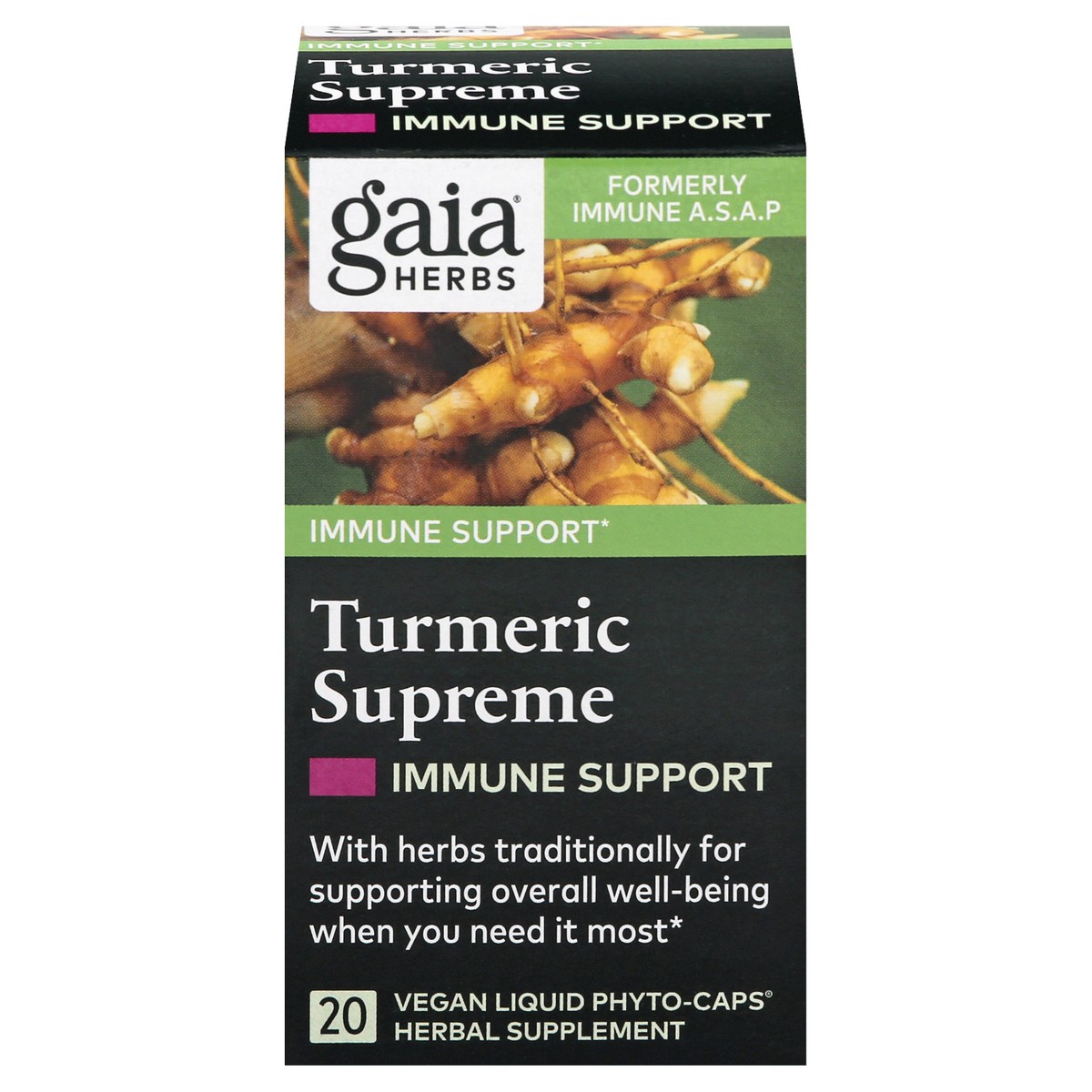 slide 1 of 13, Gaia Herbs Turmeric Supreme Immune A.S.A.P., 20 ct