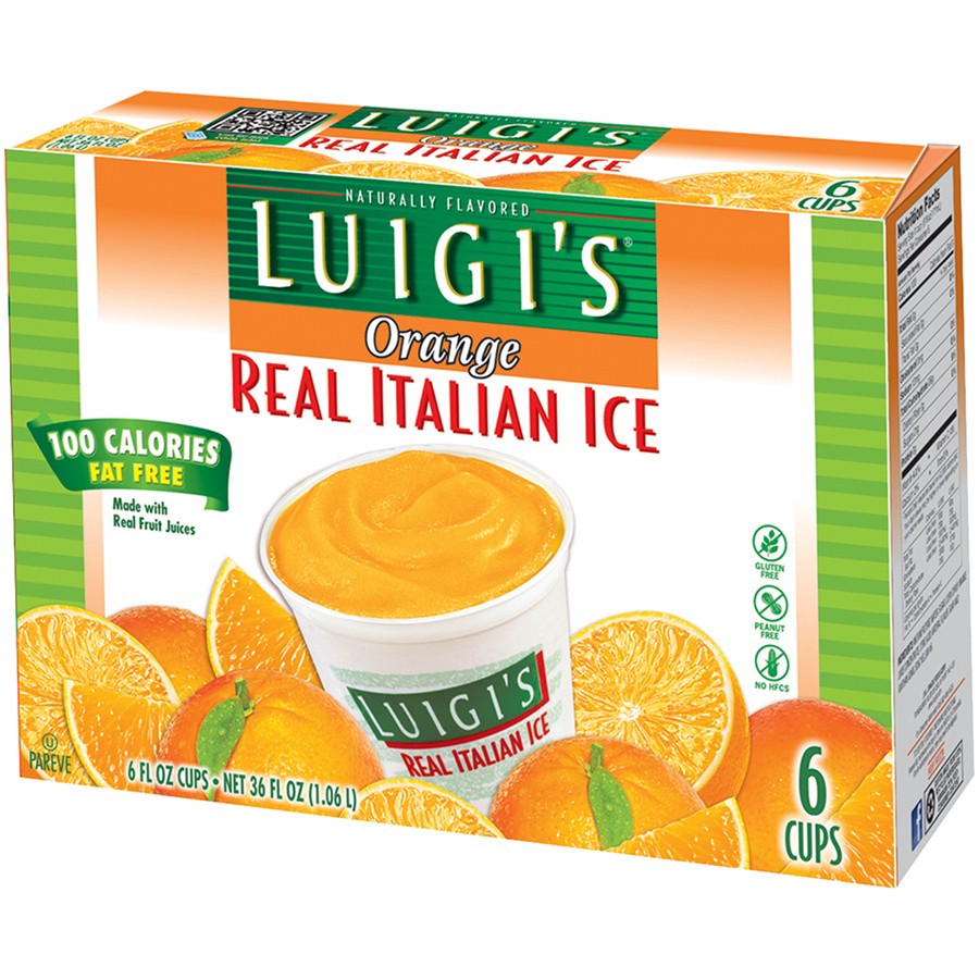 slide 2 of 2, Luigi's Orange Real Italian Ice, 6 ct; 6 fl oz