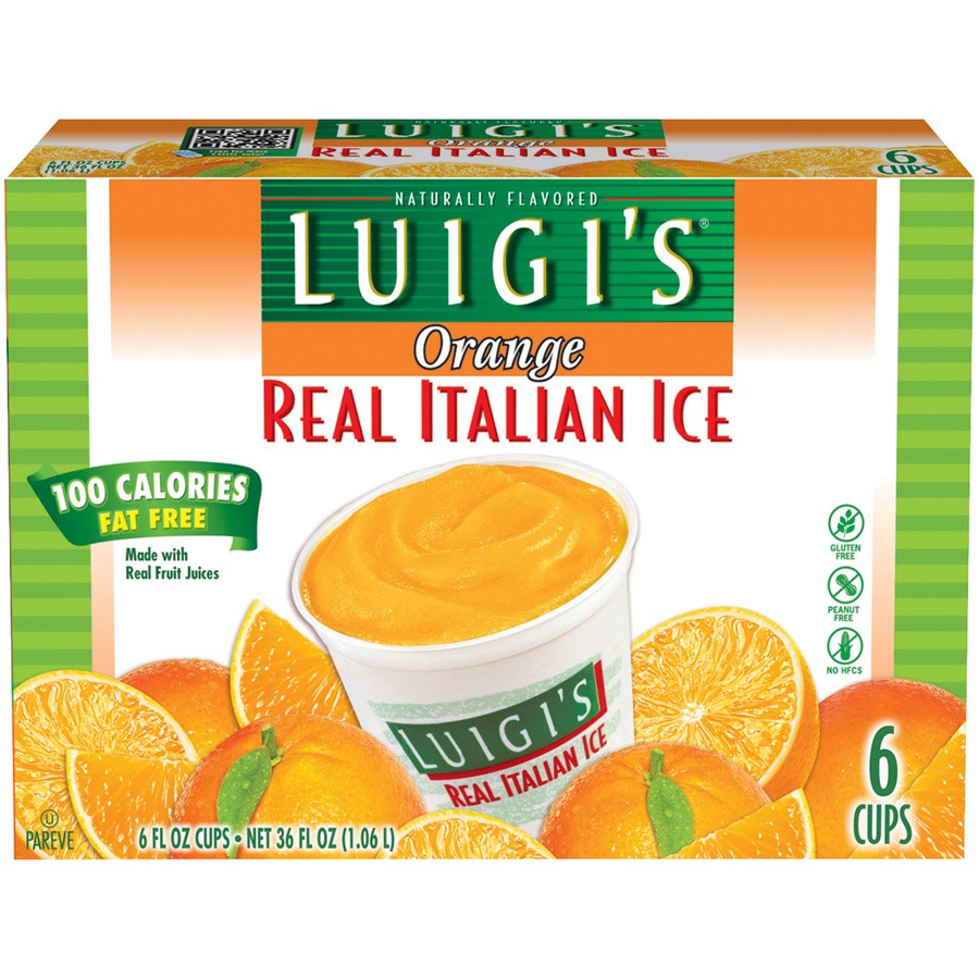 slide 1 of 2, Luigi's Orange Real Italian Ice, 6 ct; 6 fl oz