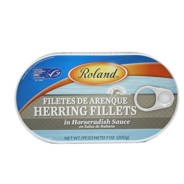 slide 1 of 1, Roland Herring Fillets In Horseradish Sauce, 7 oz