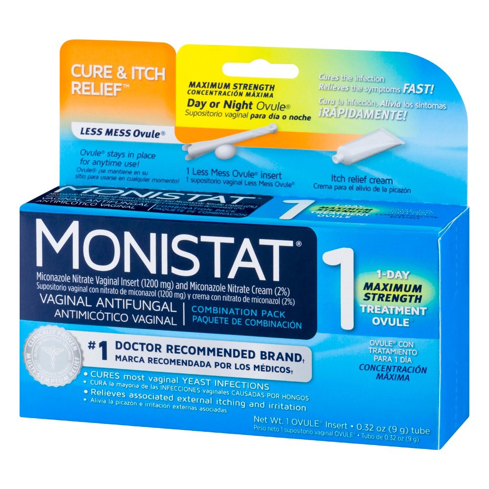 slide 7 of 8, Monistat 1 Day Yeast Infection Treatment, Miconazole Ovule Insert & External Anti-Itch Cream, 1 set