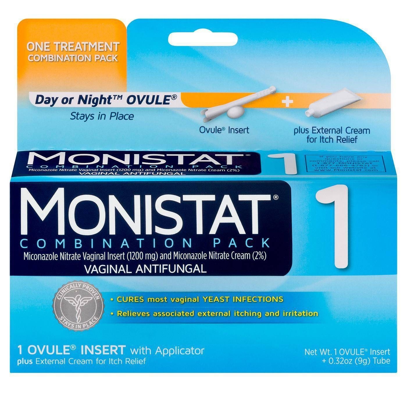 slide 1 of 8, Monistat Cure & Itch Relief 1 Day Maximum Strength Treatment Ovule, 0.32 oz