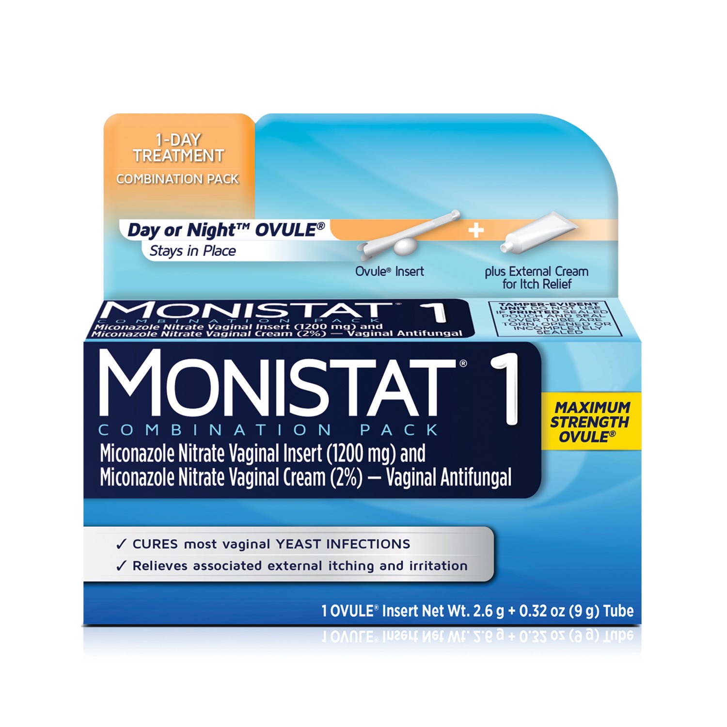 slide 1 of 8, Monistat 1 Day Yeast Infection Treatment, Miconazole Ovule Insert & External Anti-Itch Cream, 1 set