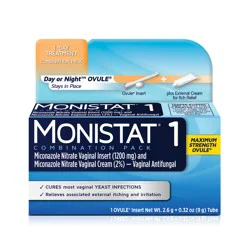 Monistat 1 Day Yeast Infection Treatment for Women, 1 Miconazole Ovule Insert and External Monistat Anti-Itch Cream Bundle