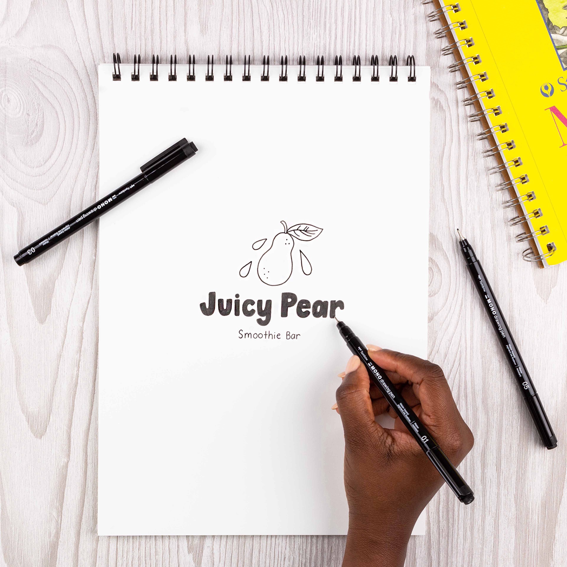 slide 2 of 12, Tombow Mono Drawing Pen Set, includes tip sizes 01, 03 and 05