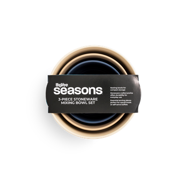 slide 1 of 1, Hy-Vee Seasons 3-Piece Ceramic Mixing Bowl Set, 3 ct