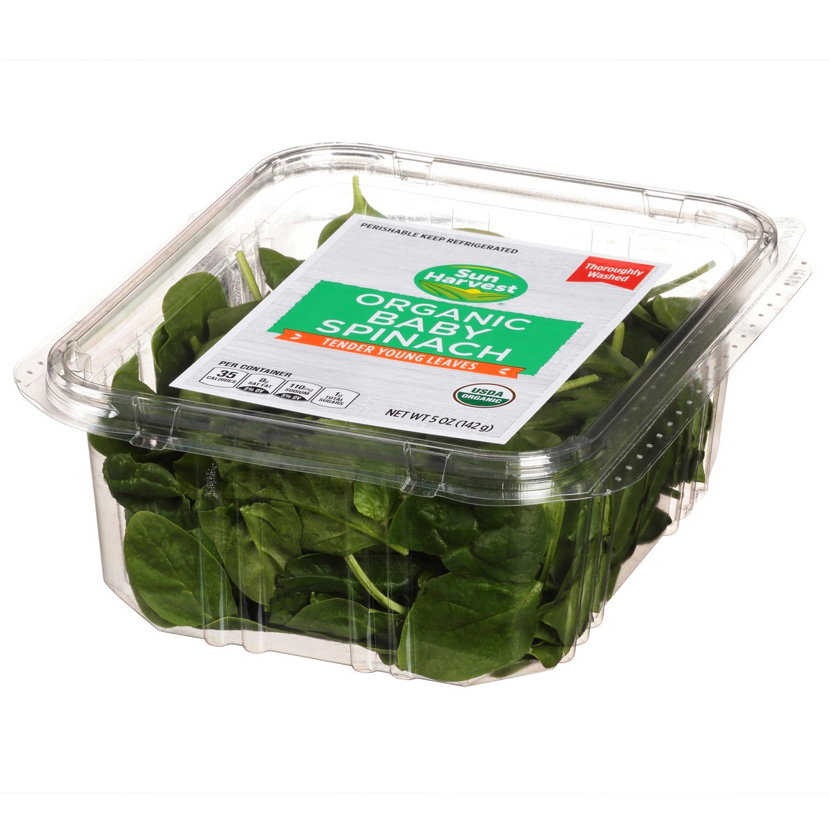 slide 5 of 12, Sun Harvest Organic Baby Spinach, 5 oz