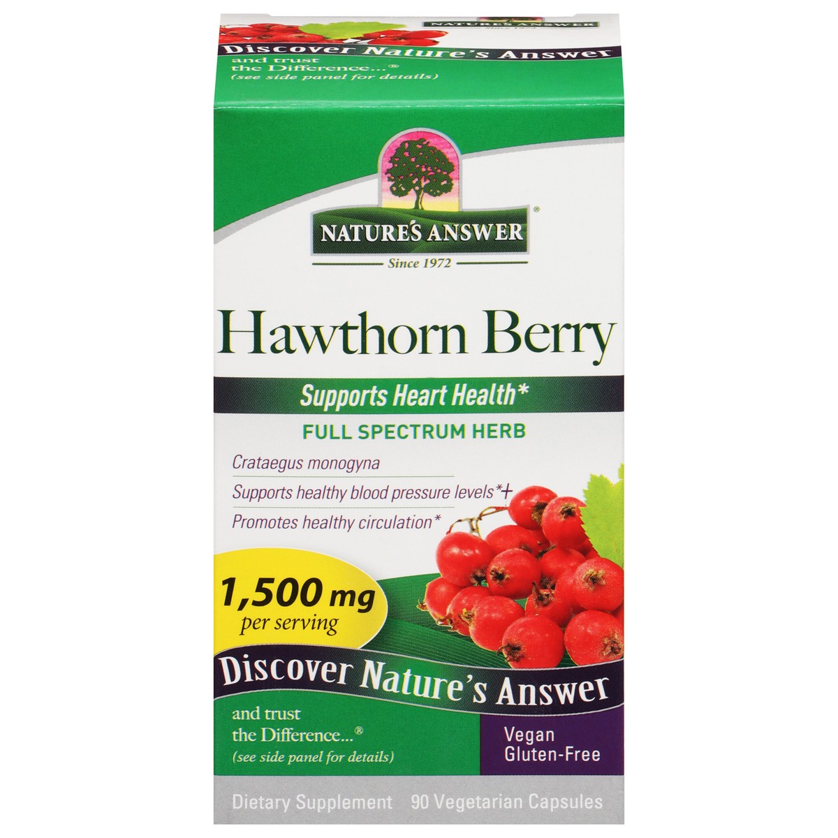 slide 1 of 9, Nature's Answer Hawthorn Berry 90VCap, 90 ct