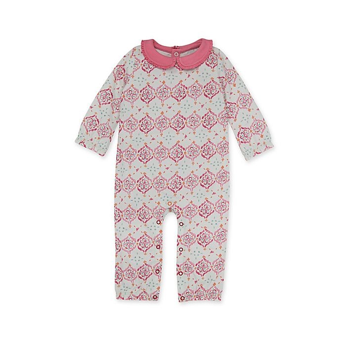 slide 1 of 2, Burt's Bees Baby 6-9M Organic Cotton Mosaic Jumpsuit - Blue/Pink, 1 ct