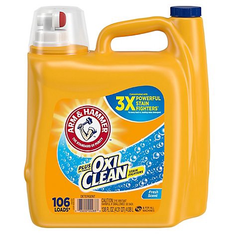 slide 1 of 1, ARM & HAMMER Plus Oxiclean Fresh Scent 106 Loads Liquid Laundry Detergent - 138 Fl. Oz., 138 fl oz