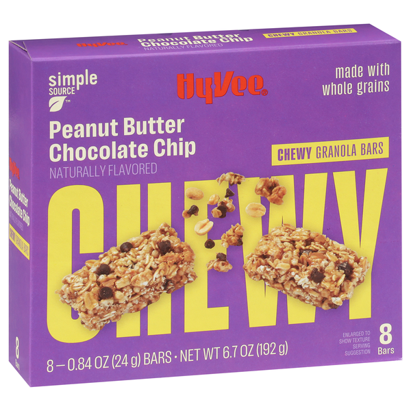 slide 1 of 1, Hy-vee Peanut Butter Chocolate Chip Chewy Granola Bars, 6.7 oz