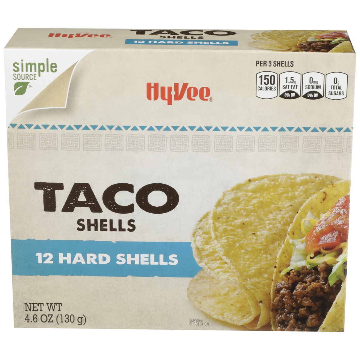 slide 1 of 1, Hy-vee Taco Hard Shells, 12 ct; 4.5 oz