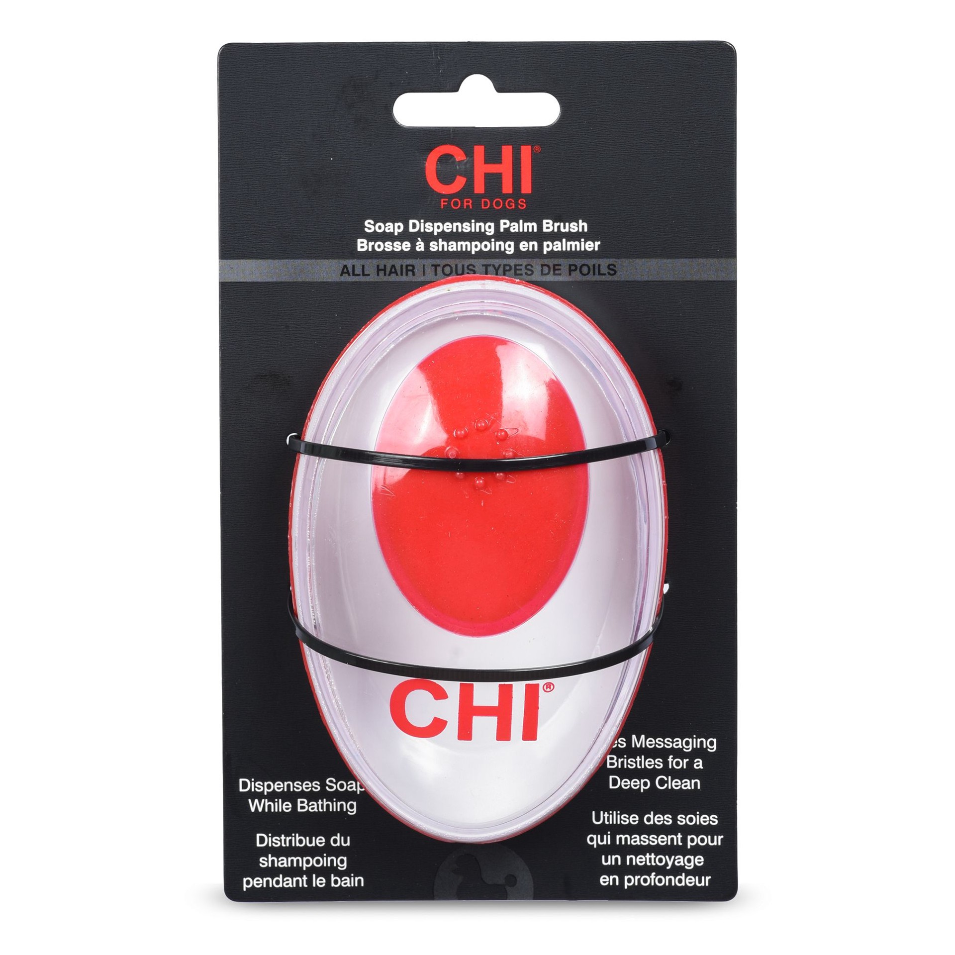 slide 1 of 1, CHI Soap Dispensing Palm Brush for Dogs, 1 ct