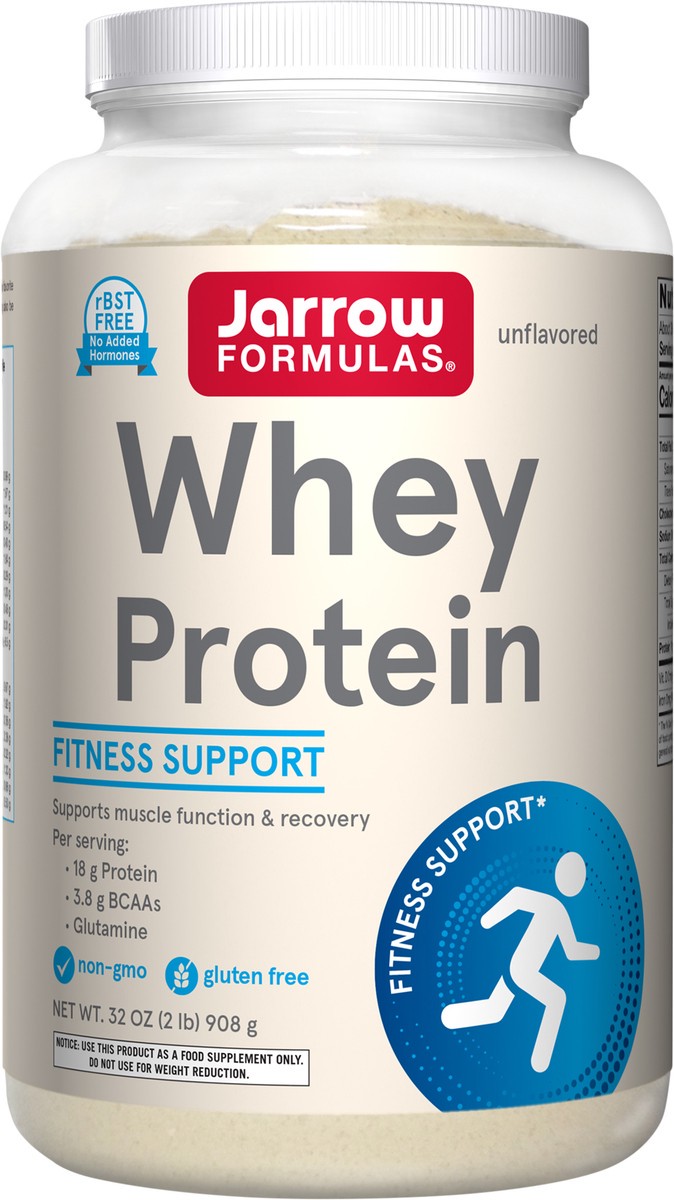 slide 2 of 4, Jarrow Formulas Whey Protein, Unflavored - 908g Powder - Dietary Supplement Supports Muscle Development - Supplies BCAAs - Approx. 38 Servings (PACKAGING MAY VARY), 32 oz