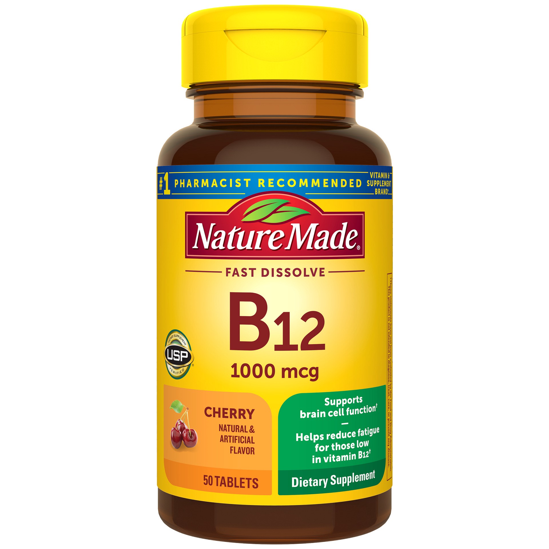 slide 1 of 8, Nature Made Vitamin B12 1000 mcg, Easy to Take Sublingual B12 for Energy Metabolism Support, 50 Sugar Free Fast Dissolve Tablets, 50 Day Supply, 50 ct