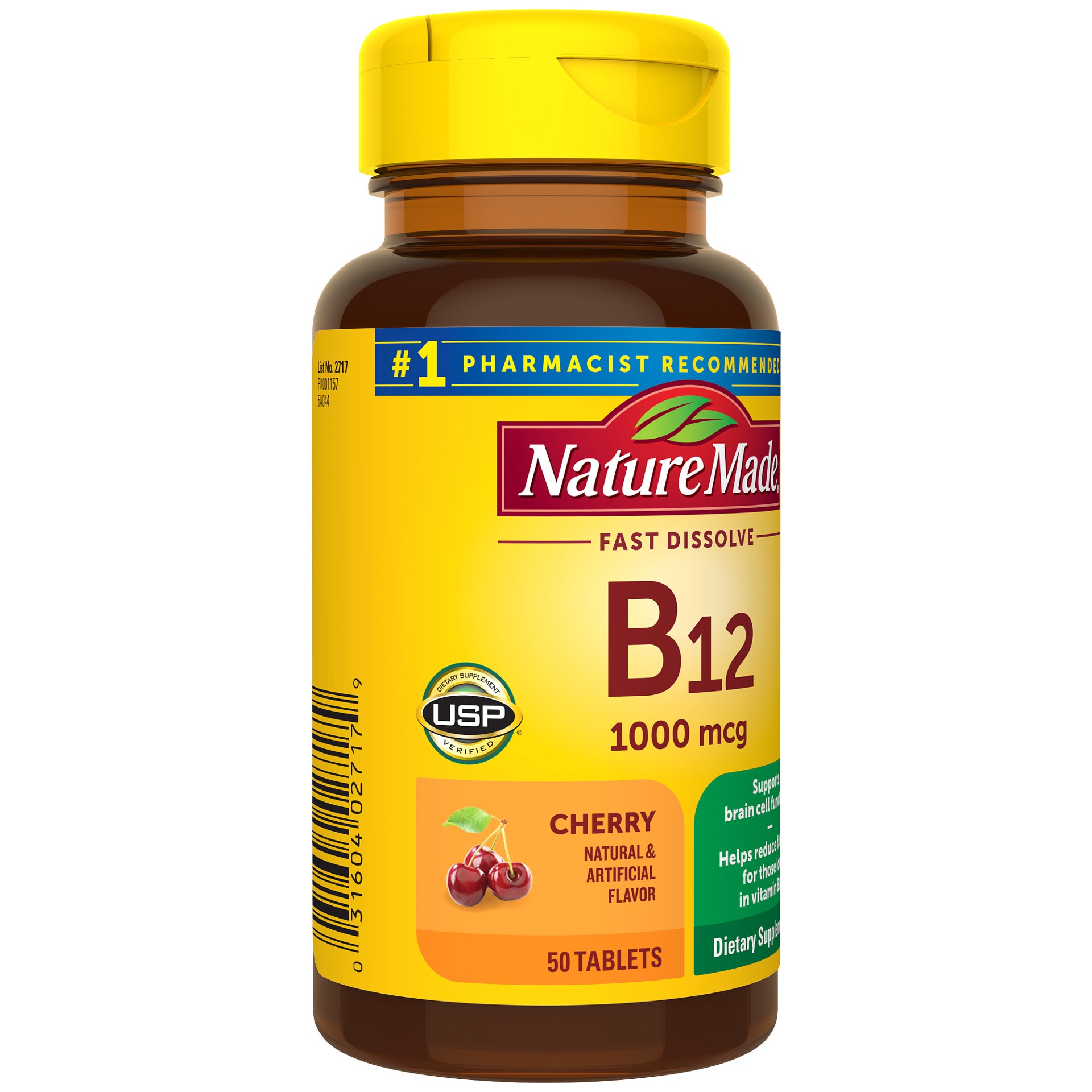 slide 2 of 8, Nature Made Vitamin B12 1000 mcg, Easy to Take Sublingual B12 for Energy Metabolism Support, 50 Sugar Free Fast Dissolve Tablets, 50 Day Supply, 50 ct